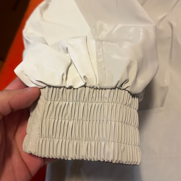 Zara retro pastel pink, off white and blue rubberized hooded jacket EUC - Picture 4 of 12